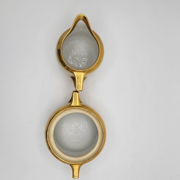 Vintage Rosenthal Porcelain Creamer & Sugar Bowl (No Lid) – Gold Trim – Monogram - Picture 3 of 4